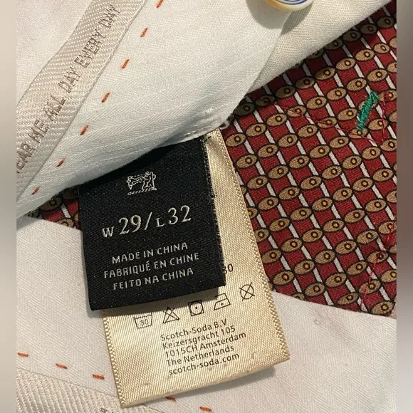 Scotch & Soda Men's Green and Red Striped Chinos